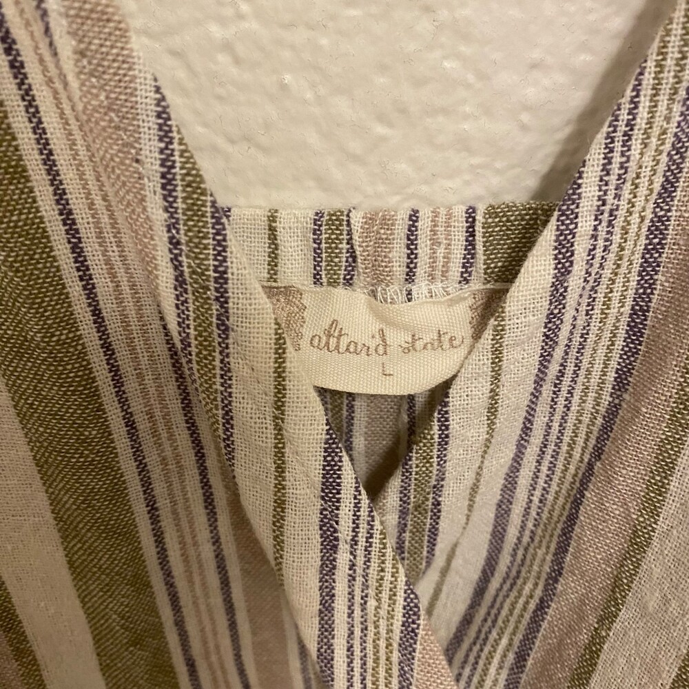 ALTAR'D STATE Linen Blend Neutral V-Neck Pocket Belted Midi-Jumpsuit Size L - Picture 8 of 9
